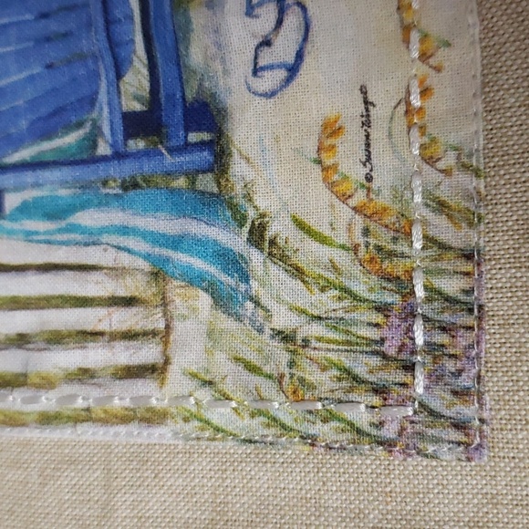 Brownlow Gifts "Beach Chair" by Susan Winget Blue Ruffled Trim 100% Cotton Towel - Picture 7 of 8